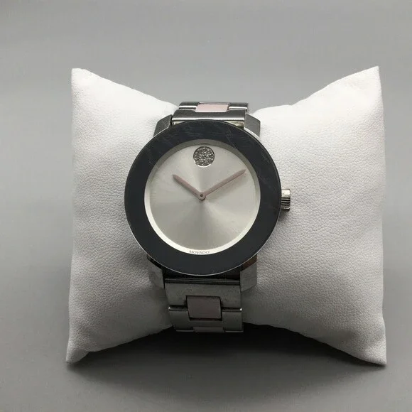 Movado BOLD Watch Womens 36mm Stainless Pink Black New Battery 6.25" - Picture 2 of 14